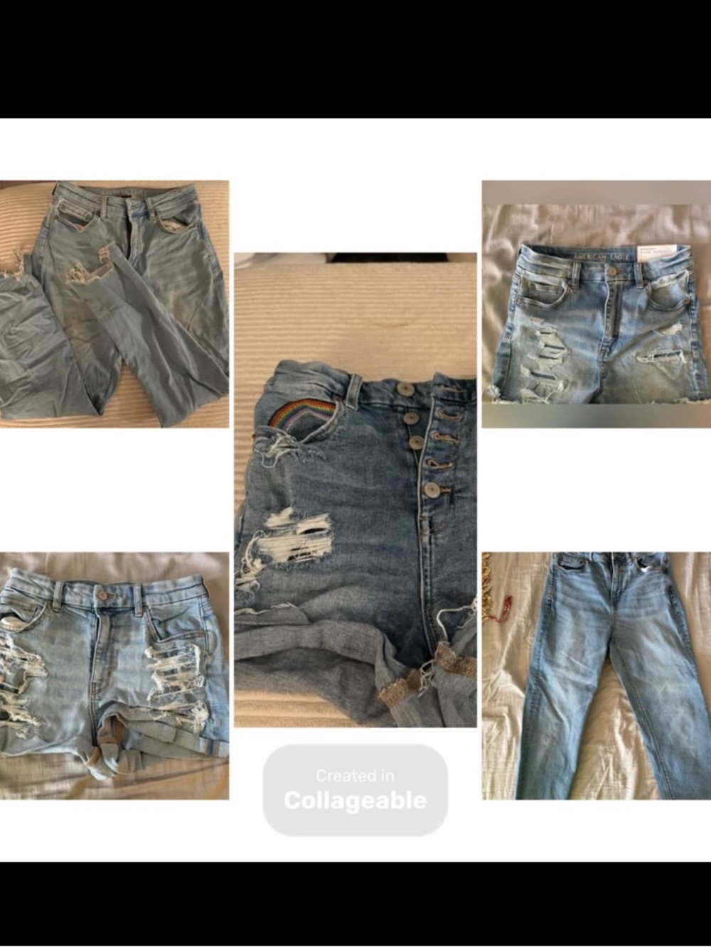 American Eagle Outfitters Light Blue Distressed Denim Mix